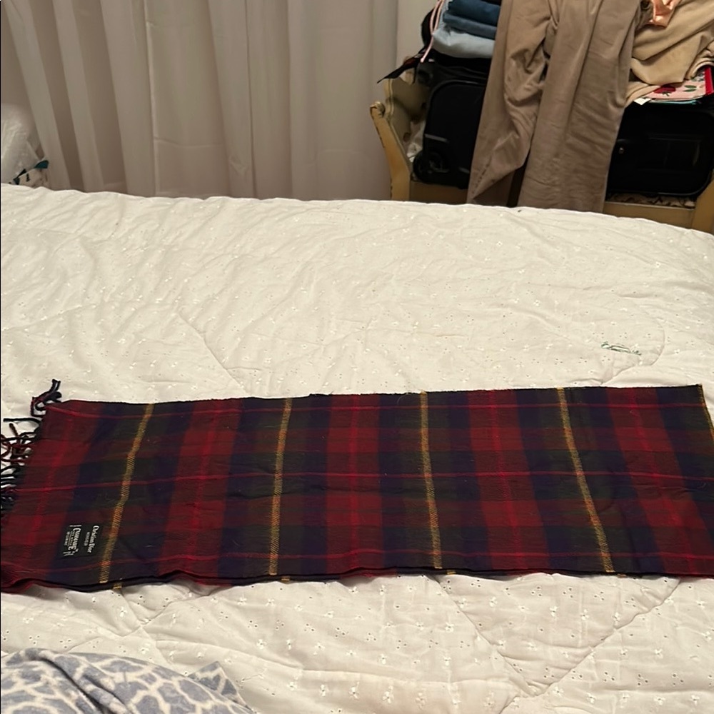 NWOT Christian Dior Cashmair Plaid Scarf with Fringe